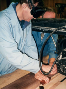 Blind man using a table saw